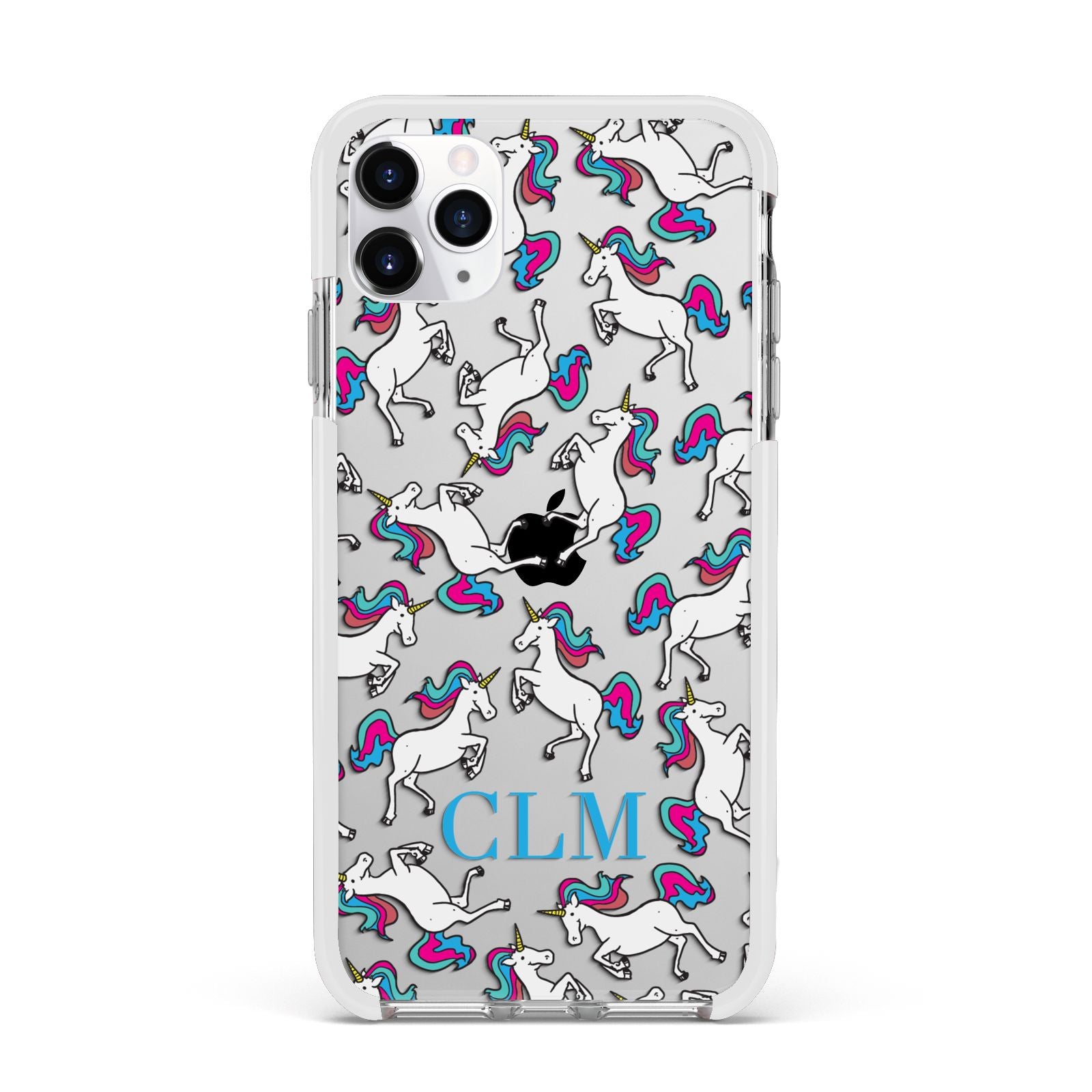 Personalised Unicorn Monogrammed Apple iPhone 11 Pro Max in Silver with White Impact Case