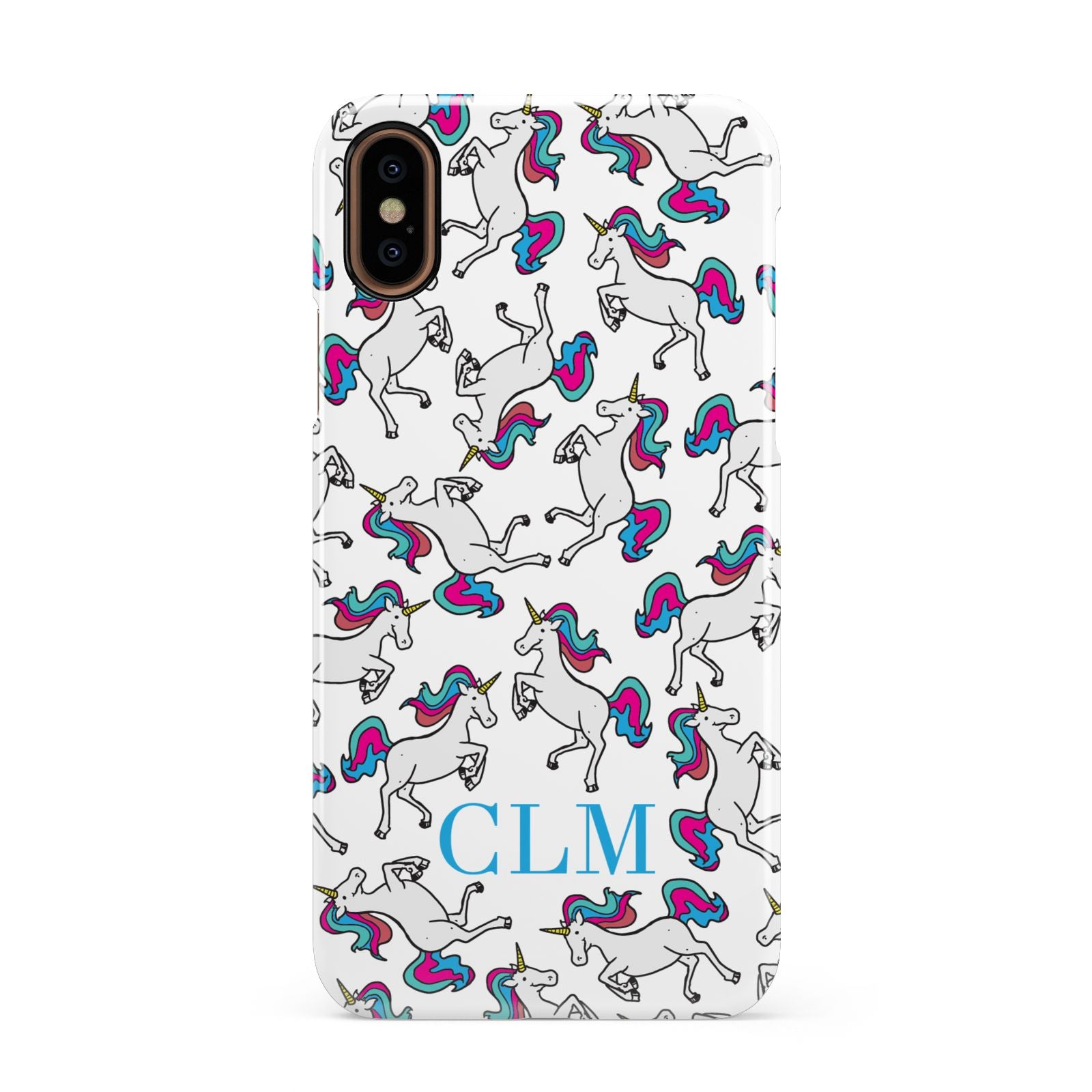 Personalised Unicorn Monogrammed Apple iPhone XS 3D Snap Case