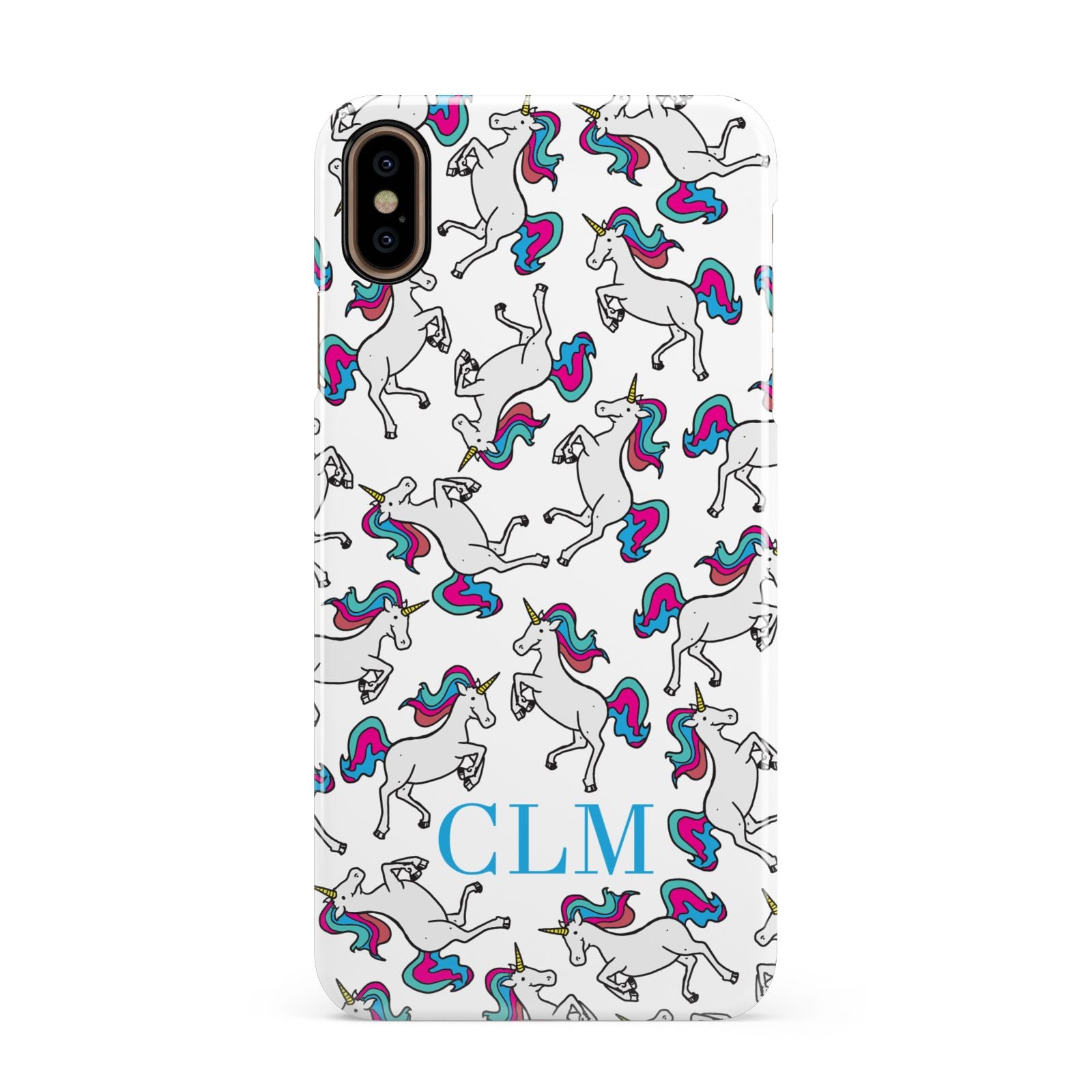 Personalised Unicorn Monogrammed Apple iPhone Xs Max 3D Snap Case