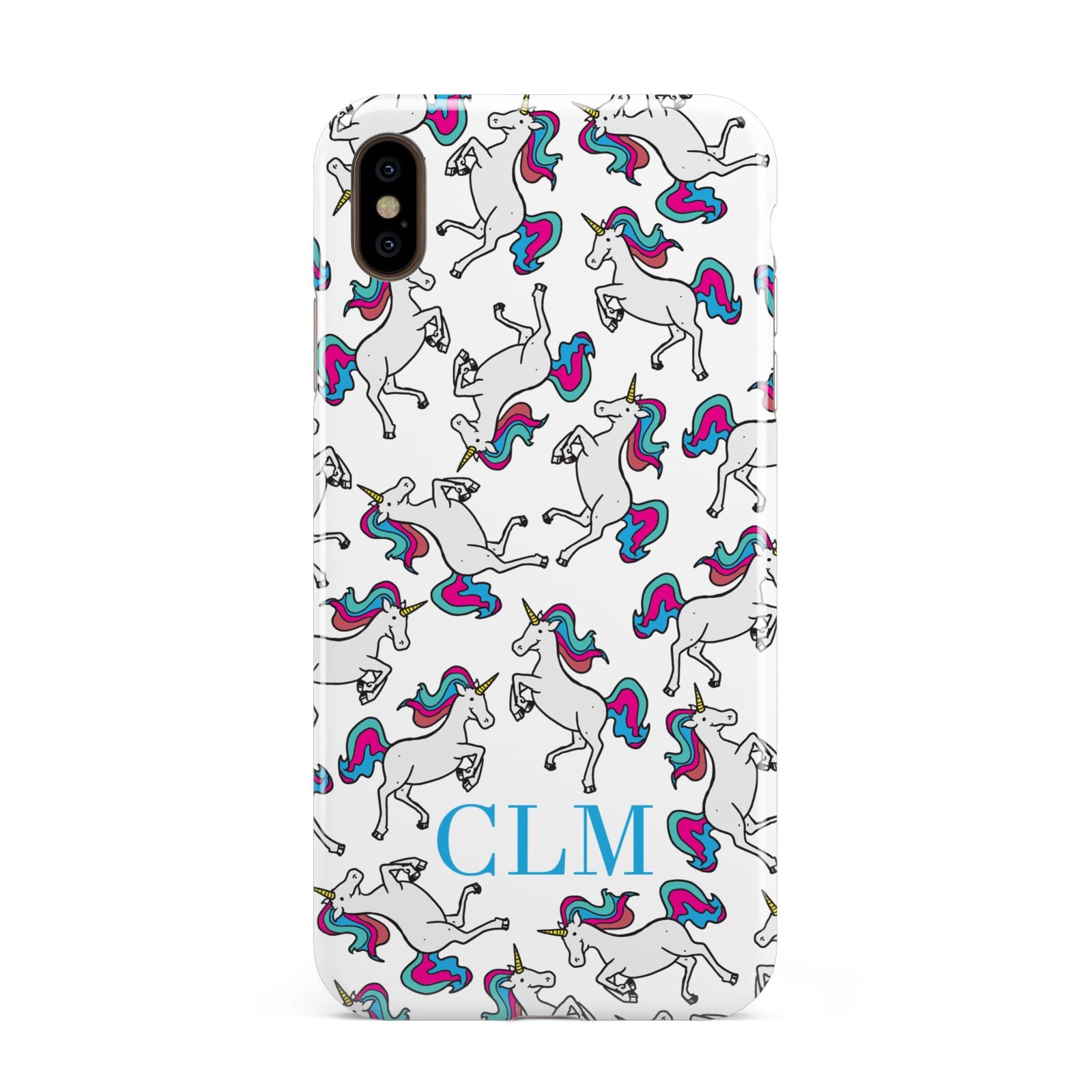 Personalised Unicorn Monogrammed Apple iPhone Xs Max 3D Tough Case