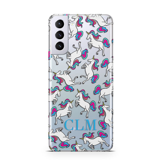 Personalised Unicorn Monogrammed Samsung S21 Plus Phone Case