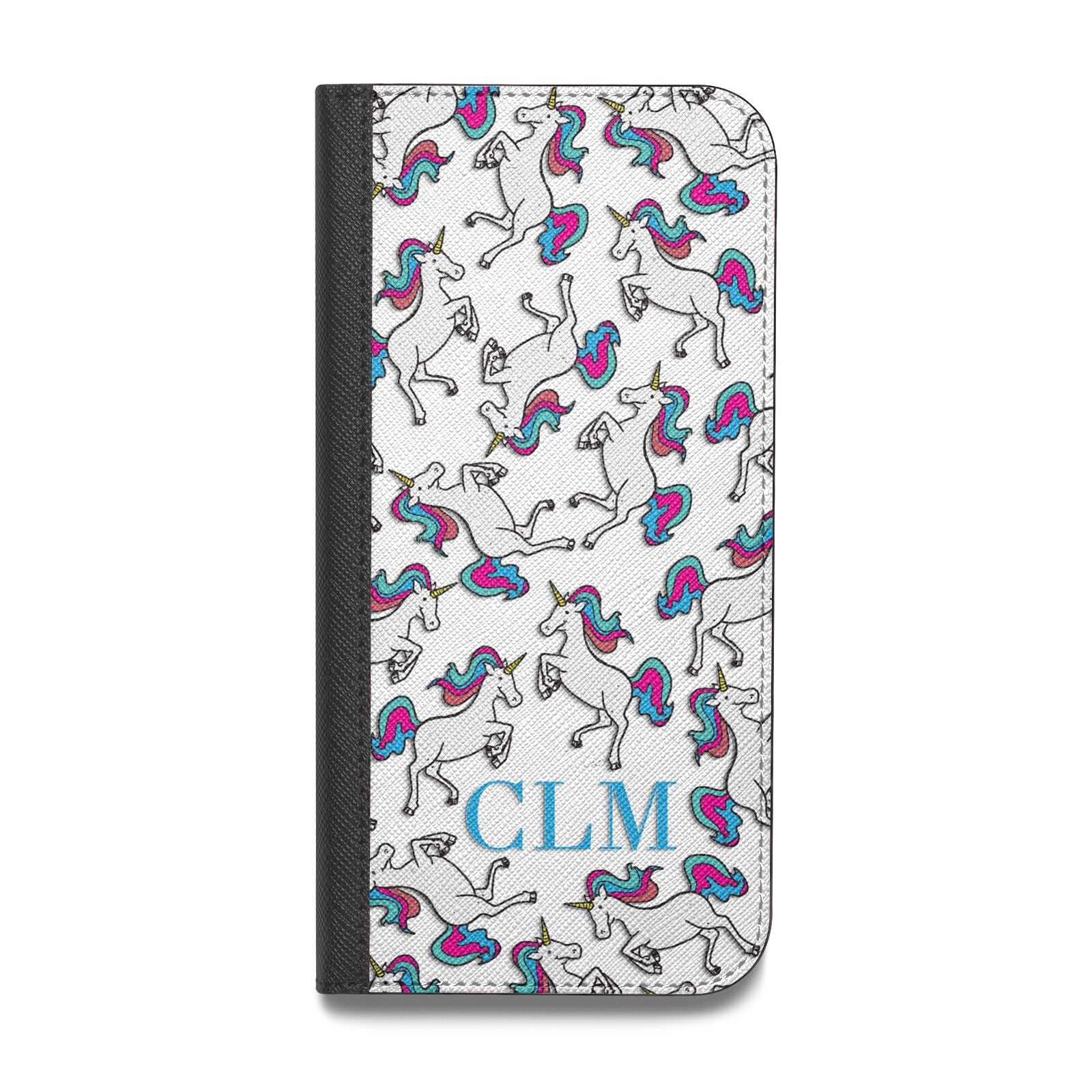 Personalised Unicorn Monogrammed Vegan Leather Flip Samsung Case