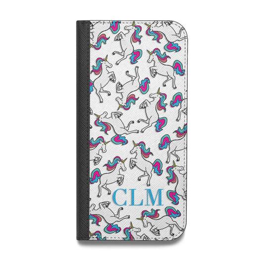 Personalised Unicorn Monogrammed Vegan Leather Flip iPhone Case