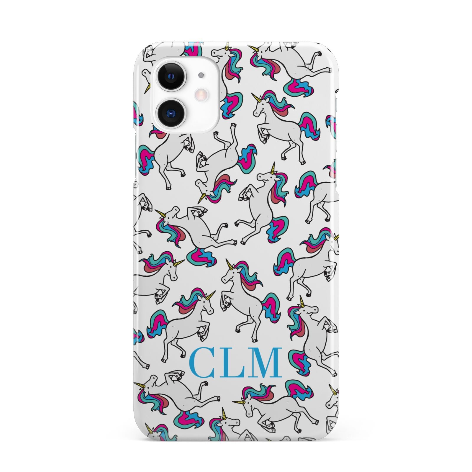 Personalised Unicorn Monogrammed iPhone 11 3D Snap Case