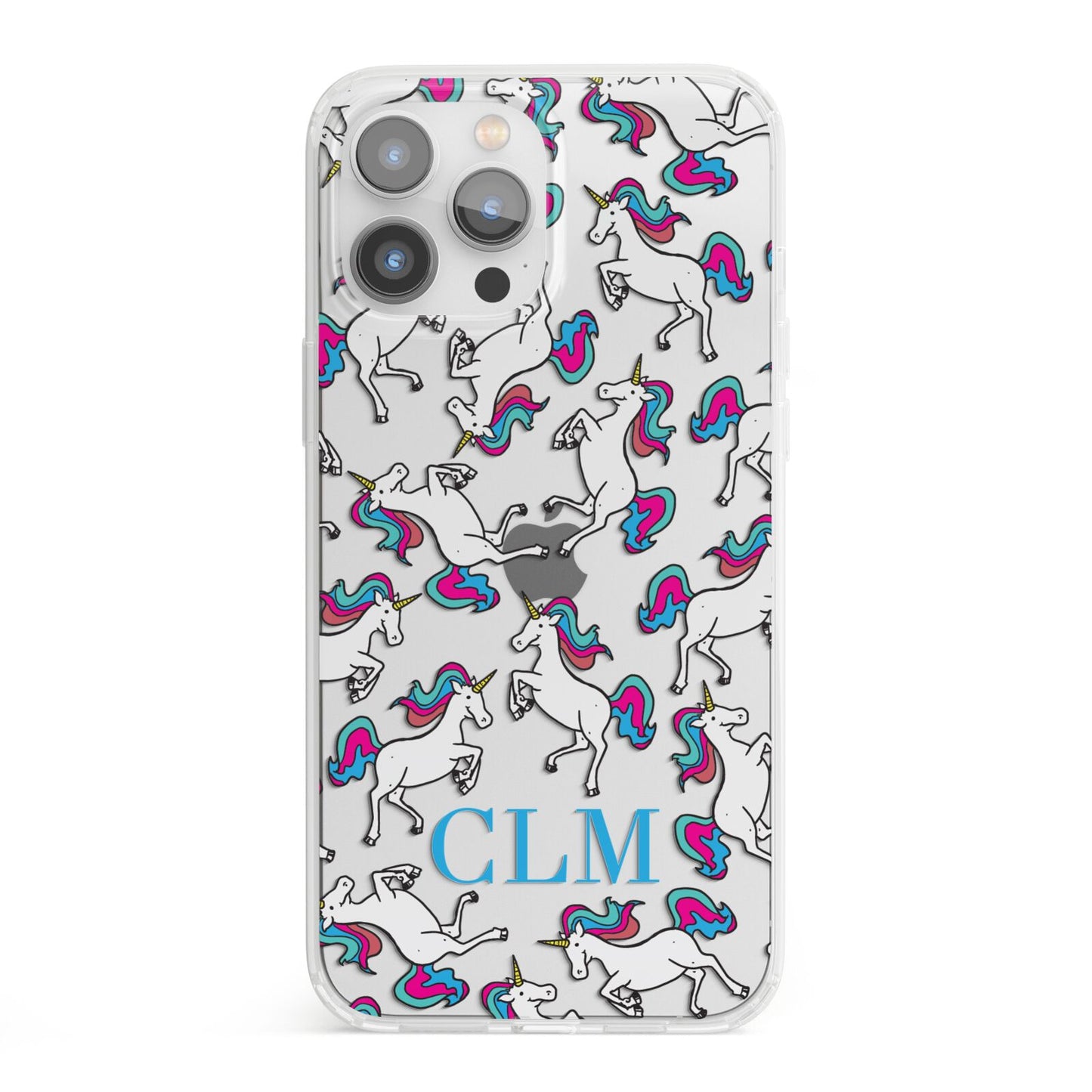Personalised Unicorn Monogrammed iPhone 13 Pro Max Clear Bumper Case