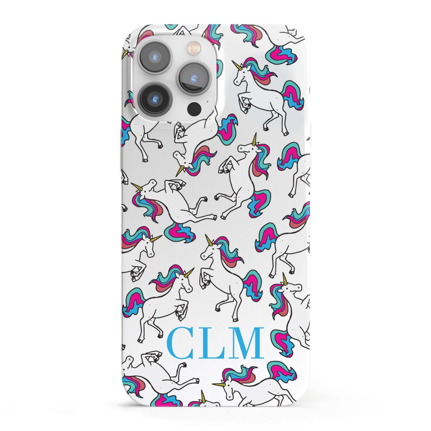 Personalised Unicorn Monogrammed iPhone 13 Pro Max Full Wrap 3D Snap Case