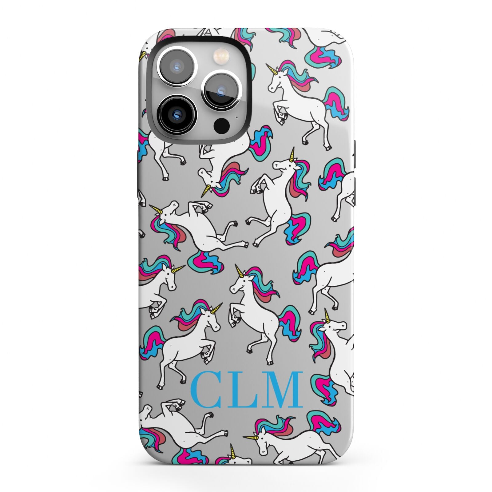 Personalised Unicorn Monogrammed iPhone 13 Pro Max Full Wrap 3D Tough Case