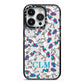 Personalised Unicorn Monogrammed iPhone 14 Pro Black Impact Case on Silver phone