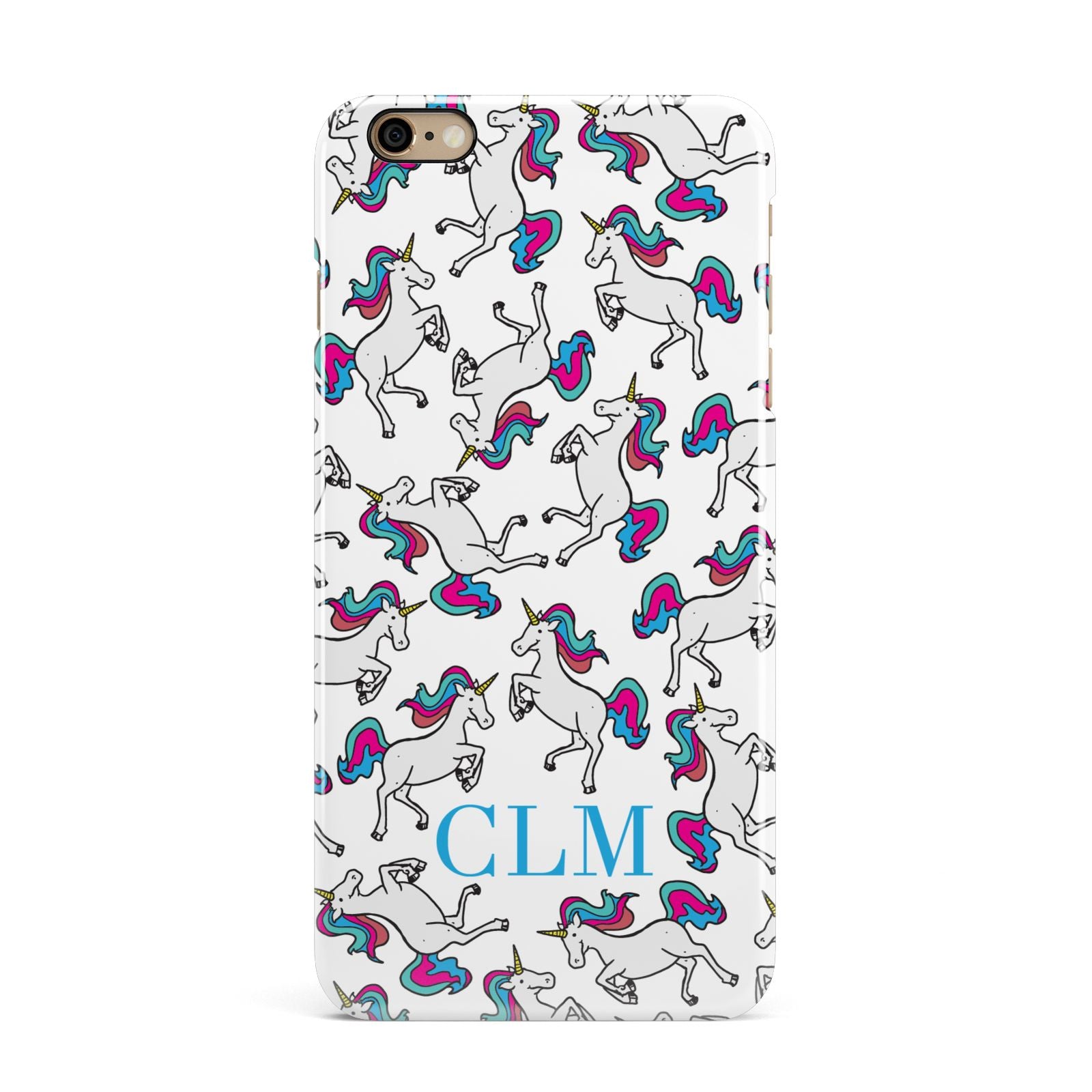 Personalised Unicorn Monogrammed iPhone 6 Plus 3D Snap Case on Gold Phone
