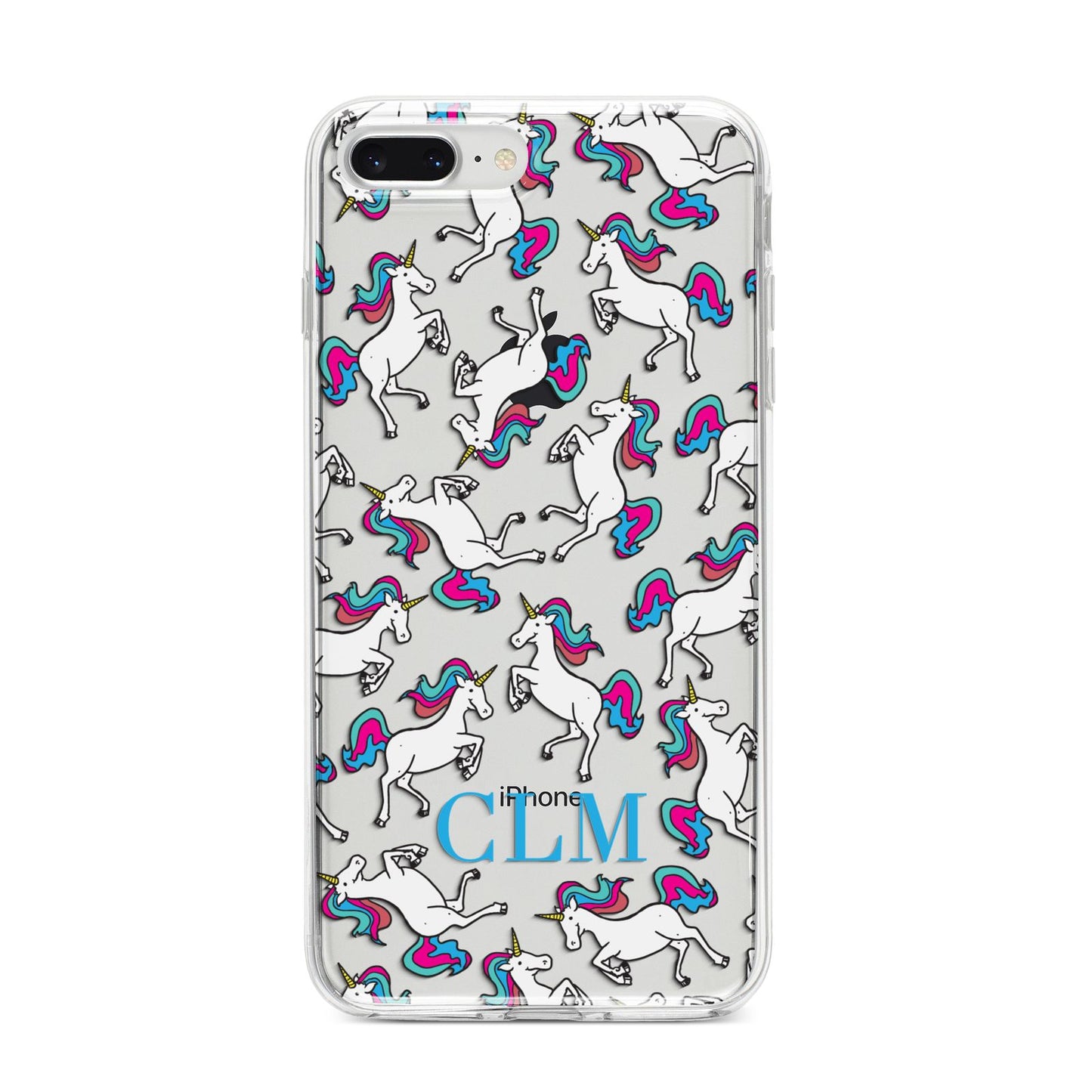 Personalised Unicorn Monogrammed iPhone 8 Plus Bumper Case on Silver iPhone