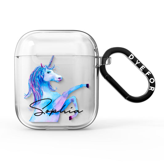 Personalised Unicorn Name AirPods Clear Case