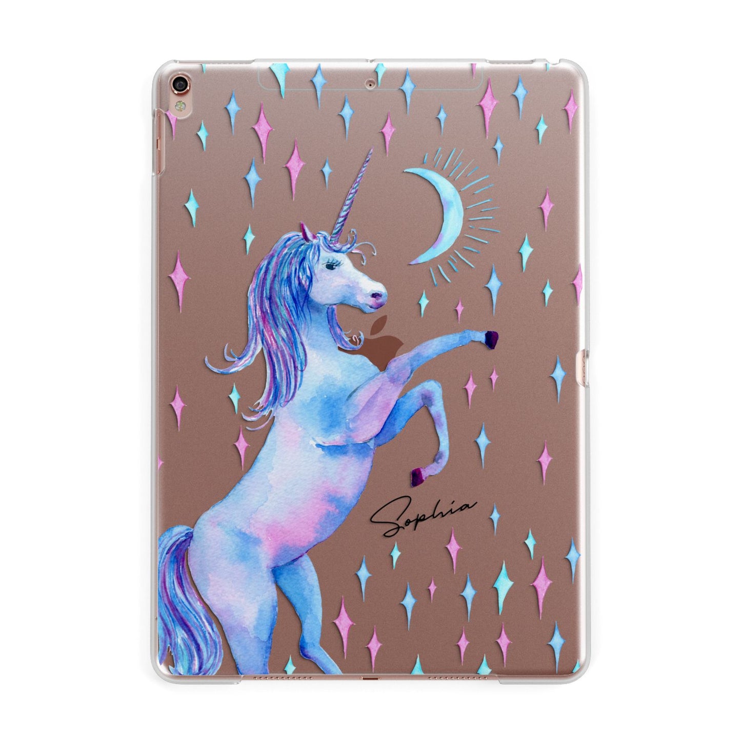 Personalised Unicorn Name Apple iPad Rose Gold Case