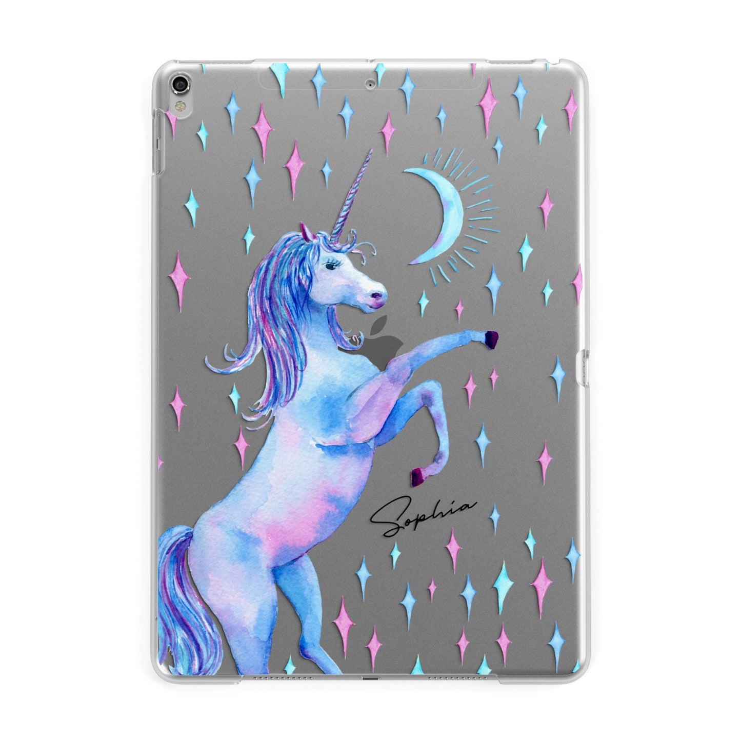 Personalised Unicorn Name Apple iPad Silver Case