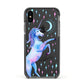 Personalised Unicorn Name Apple iPhone Xs Impact Case Black Edge on Black Phone