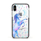 Personalised Unicorn Name Apple iPhone Xs Impact Case Black Edge on Silver Phone