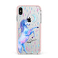 Personalised Unicorn Name Apple iPhone Xs Max Impact Case Pink Edge on Silver Phone