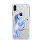 Personalised Unicorn Name Apple iPhone Xs Max Impact Case White Edge on Silver Phone