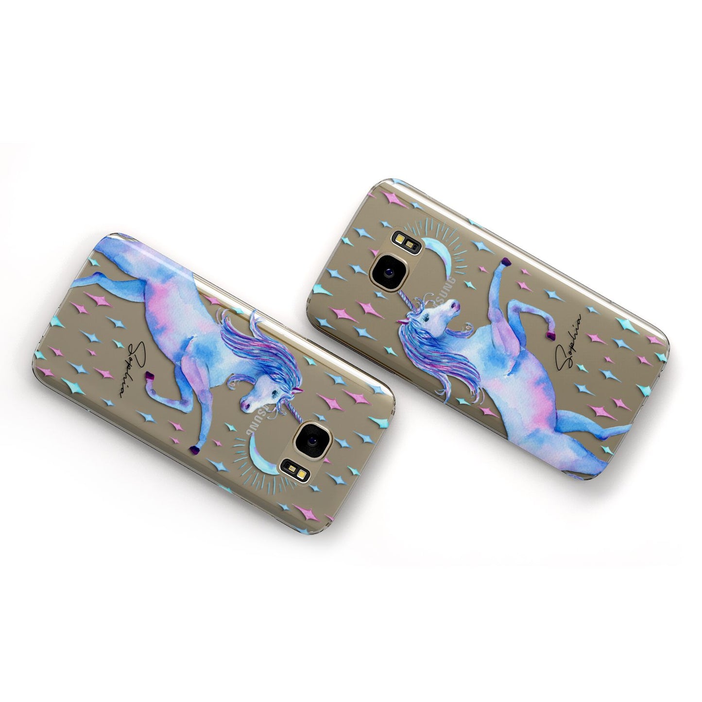 Personalised Unicorn Name Samsung Galaxy Case Flat Overview