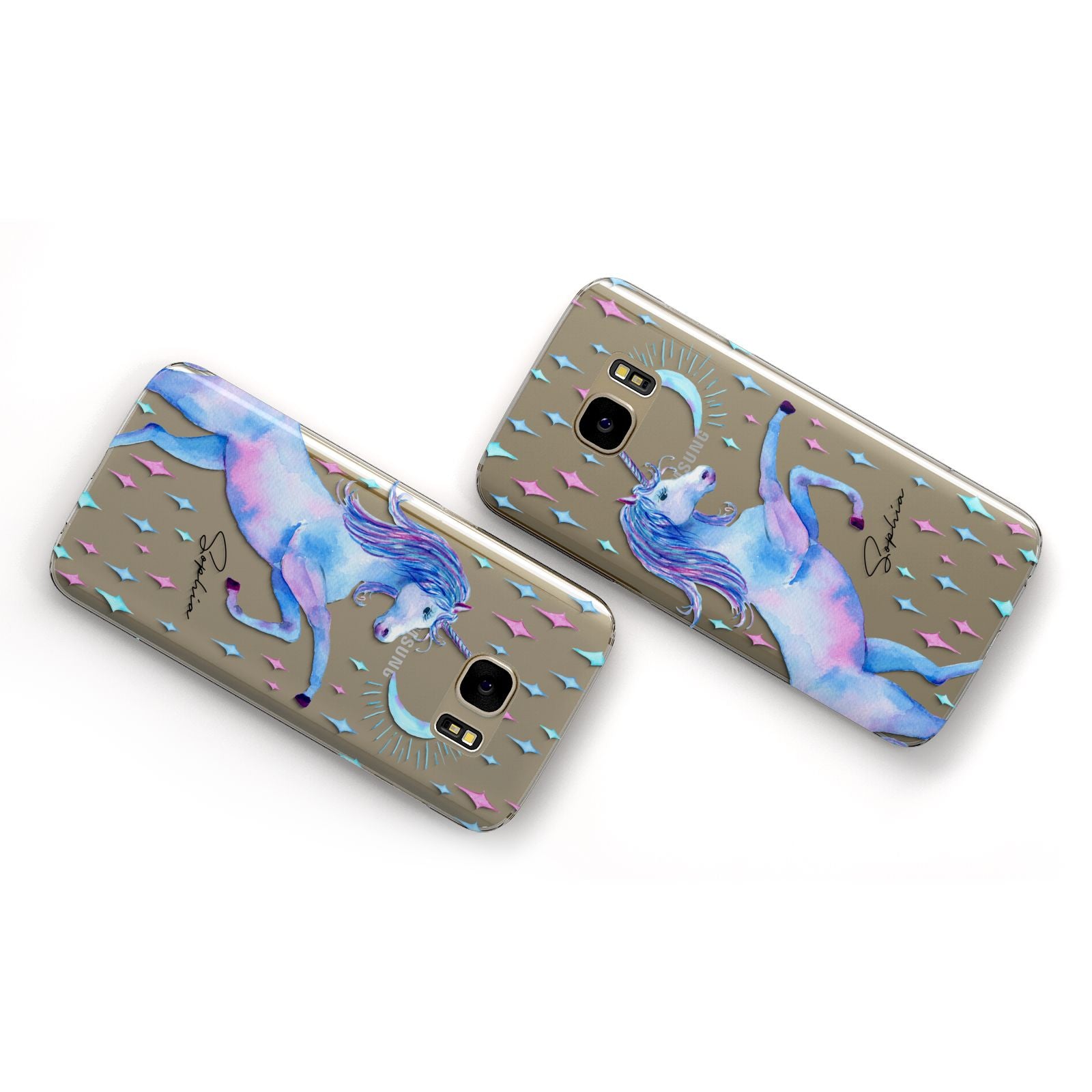 Personalised Unicorn Name Samsung Galaxy Case Flat Overview