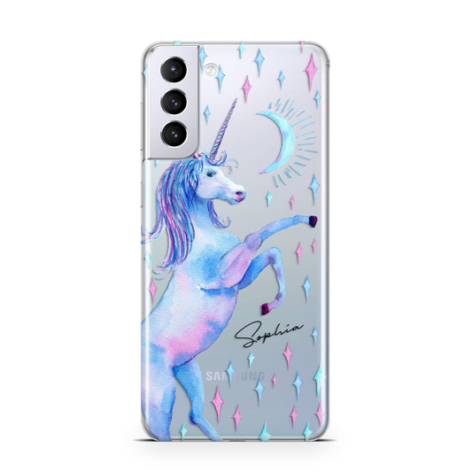 Personalised Unicorn Name Samsung S21 Plus Phone Case