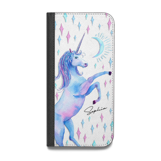 Personalised Unicorn Name Vegan Leather Flip Samsung Case