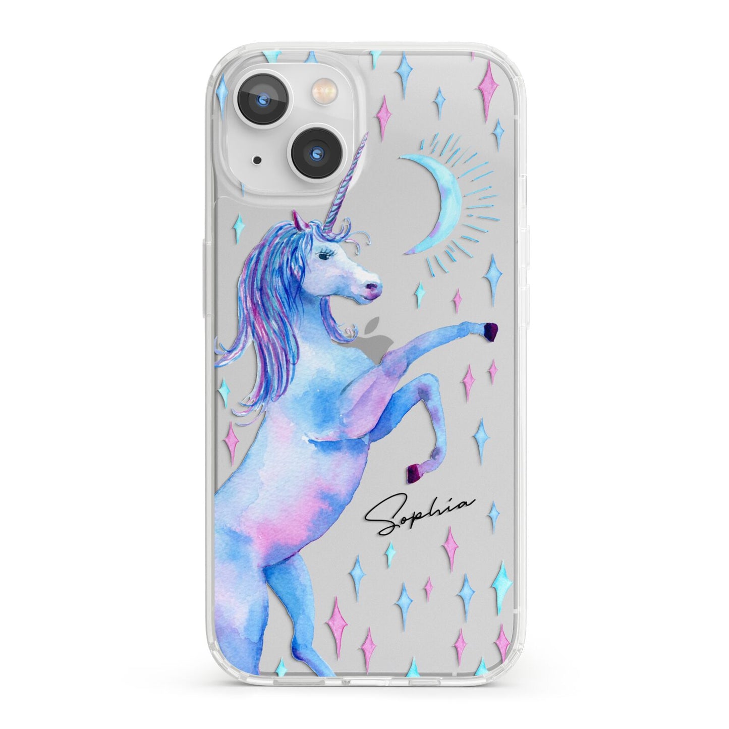 Personalised Unicorn Name iPhone 13 Clear Bumper Case