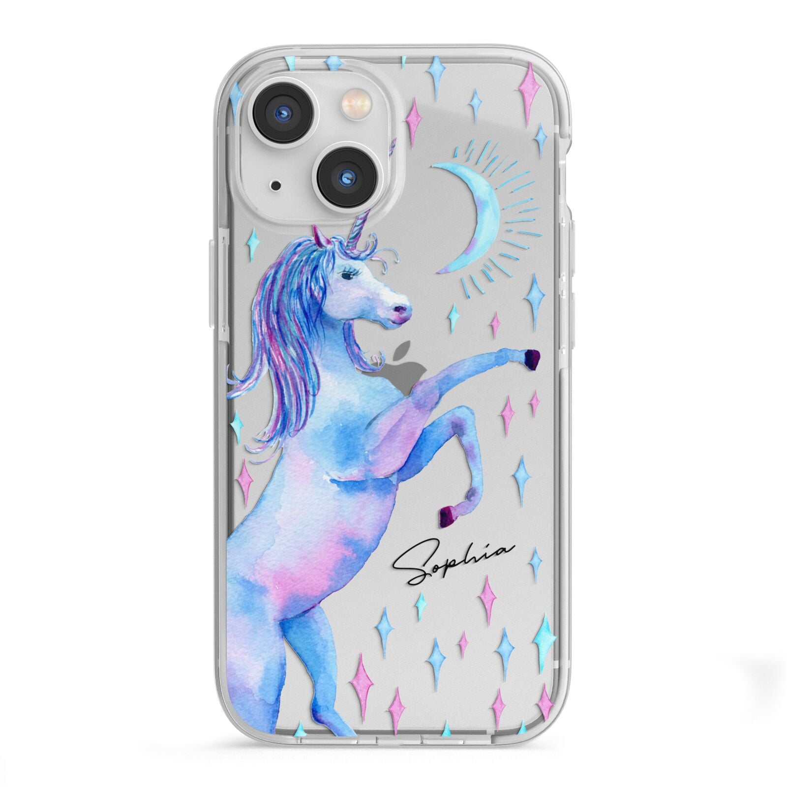Personalised Unicorn Name iPhone 13 Mini TPU Impact Case with White Edges