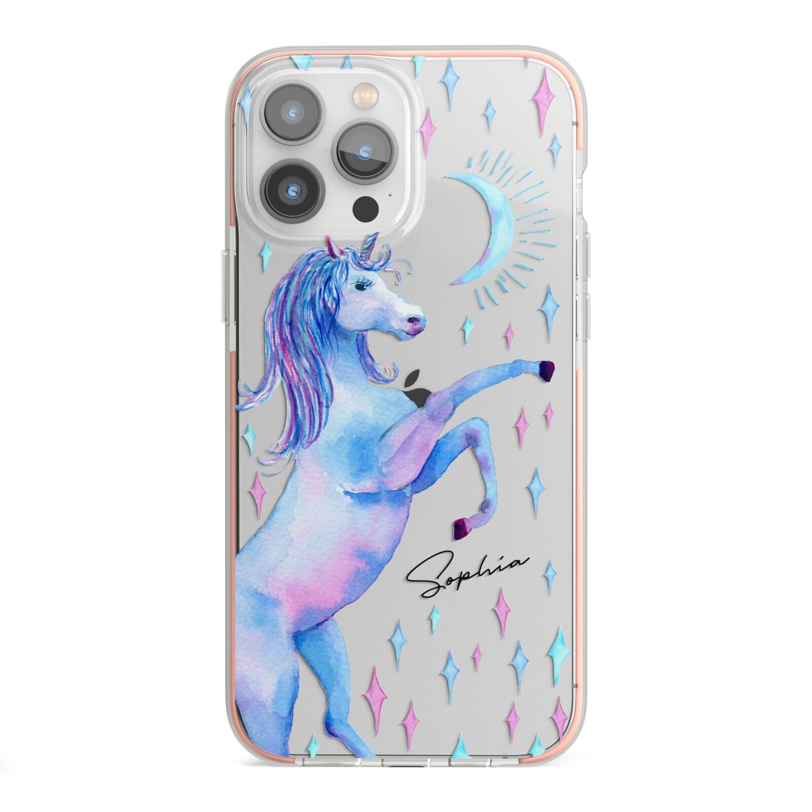 Personalised Unicorn Name iPhone 13 Pro Max TPU Impact Case with Pink Edges