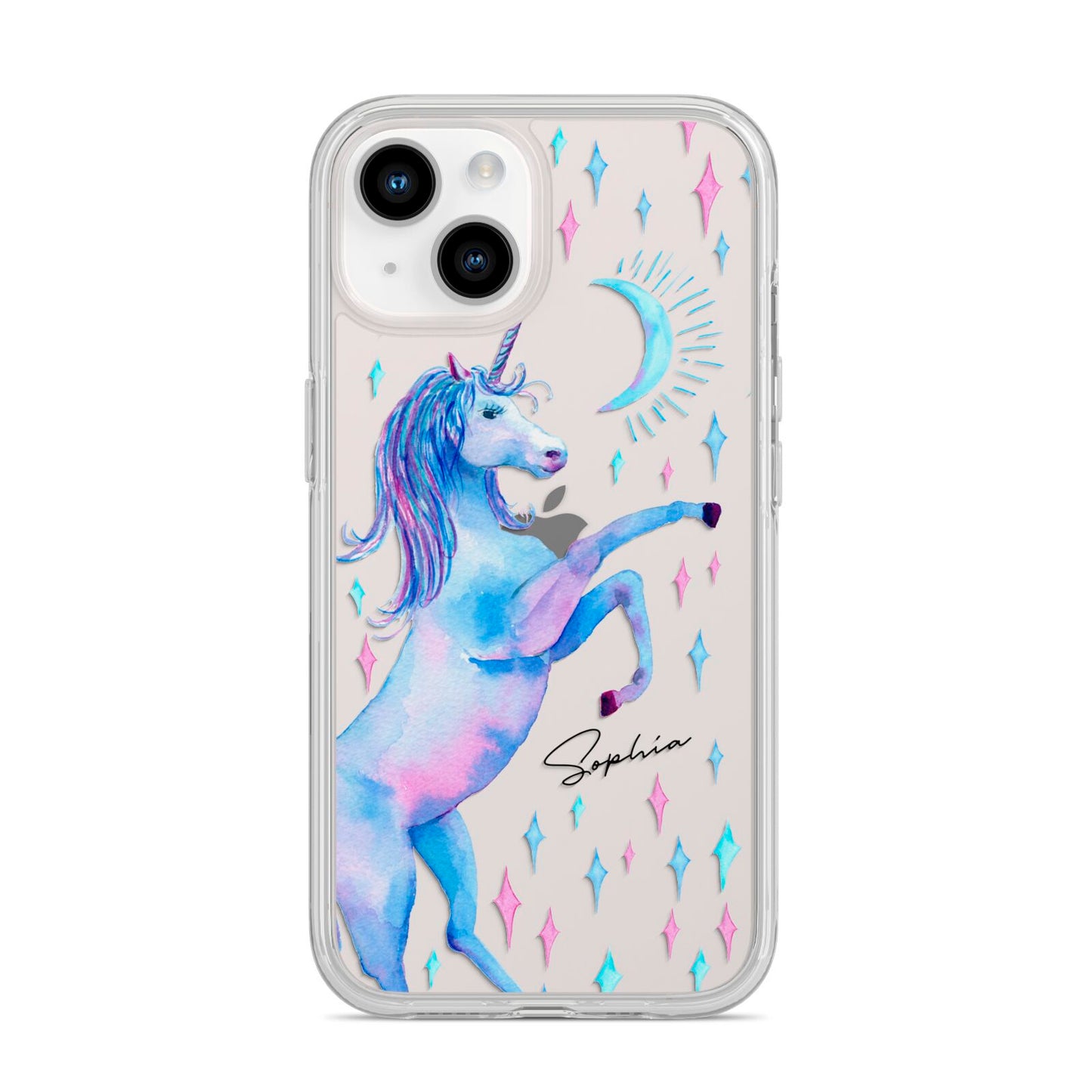 Personalised Unicorn Name iPhone 14 Clear Tough Case Starlight