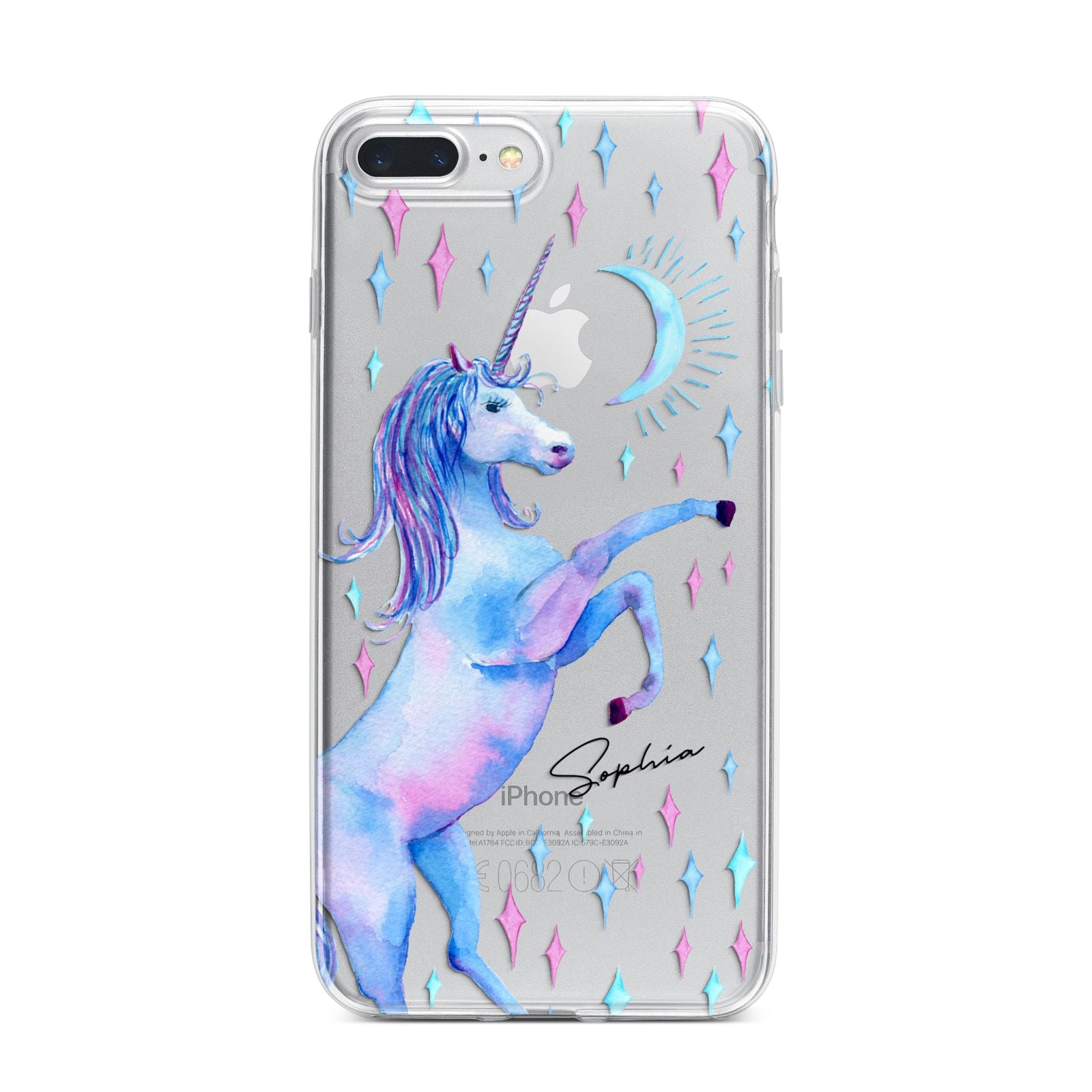 Personalised Unicorn Name iPhone 7 Plus Bumper Case on Silver iPhone