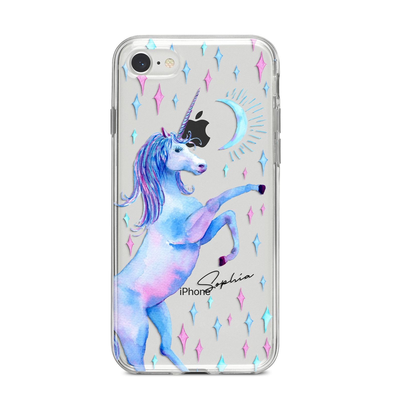 Personalised Unicorn Name iPhone 8 Bumper Case on Silver iPhone