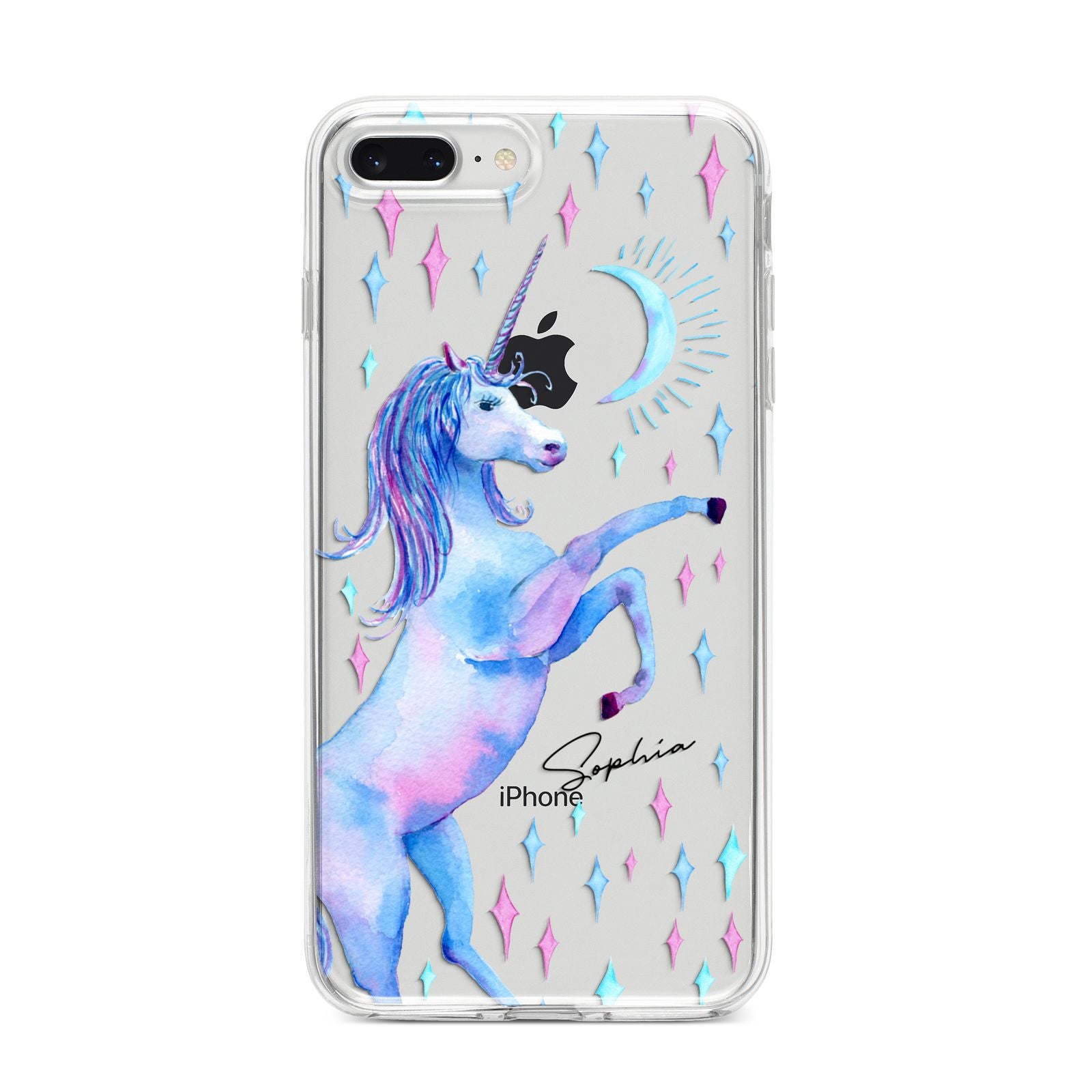 Personalised Unicorn Name iPhone 8 Plus Bumper Case on Silver iPhone
