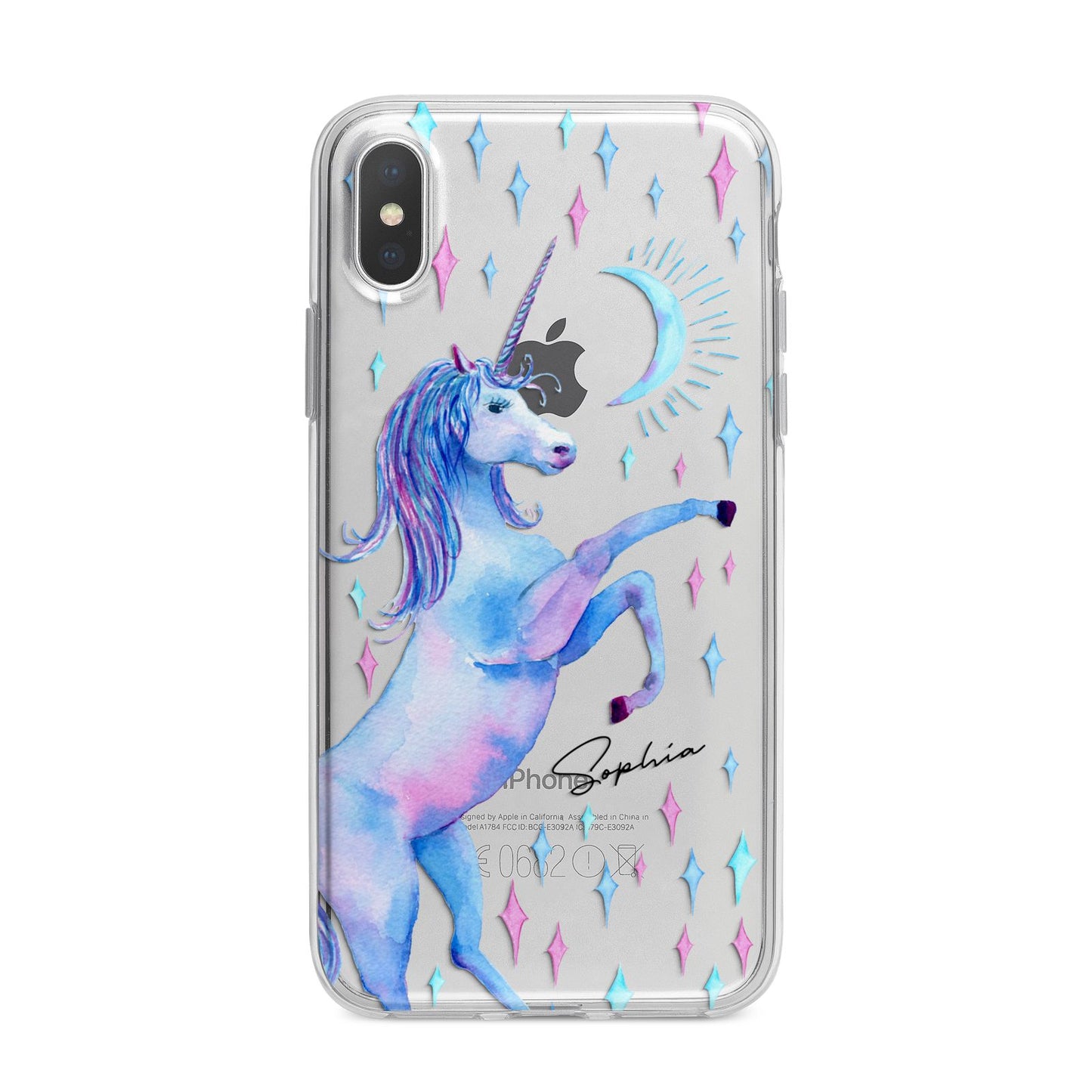 Personalised Unicorn Name iPhone X Bumper Case on Silver iPhone Alternative Image 1