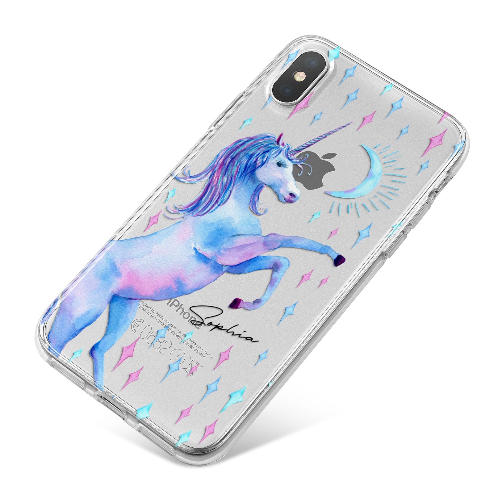 Personalised Unicorn Name iPhone X Bumper Case on Silver iPhone