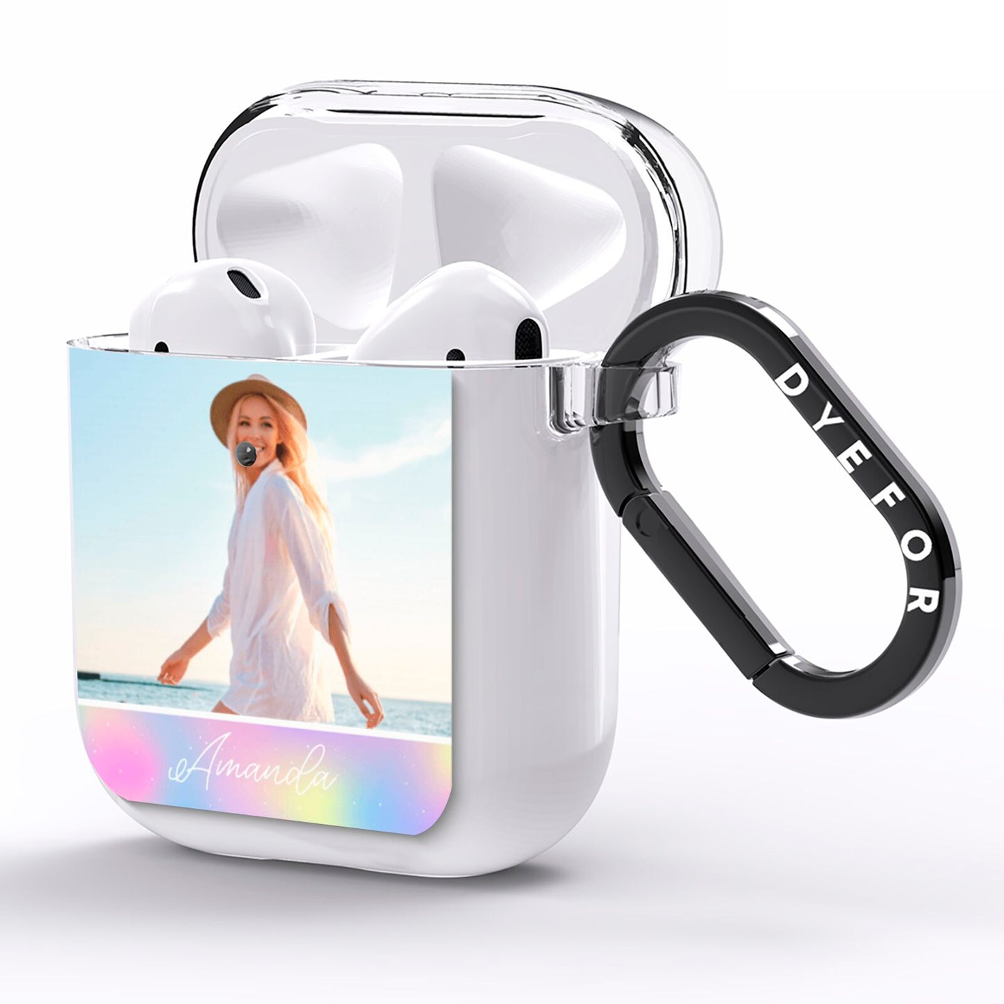 Personalised Unicorn Stars Photo AirPods Clear Case Side Image