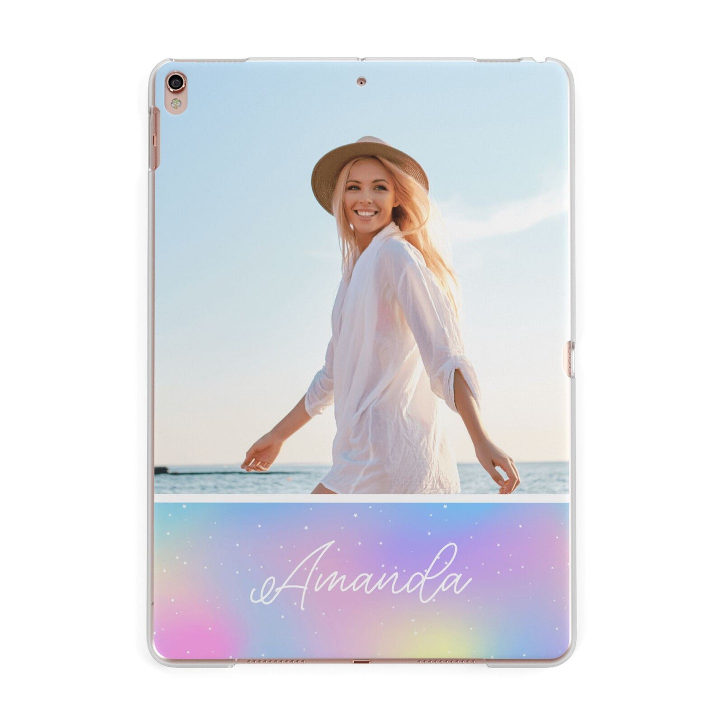 Personalised Unicorn Stars Photo Apple iPad Rose Gold Case