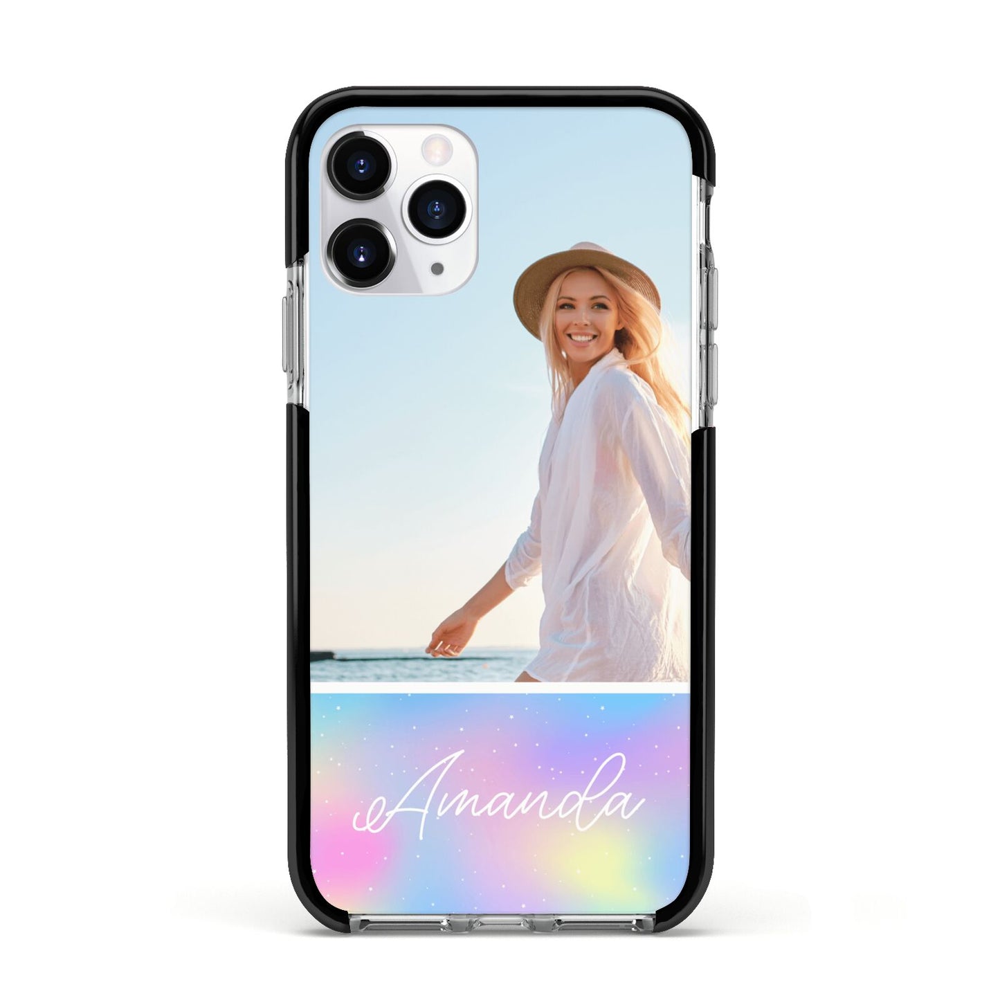 Personalised Unicorn Stars Photo Apple iPhone 11 Pro in Silver with Black Impact Case