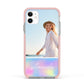 Personalised Unicorn Stars Photo Apple iPhone 11 in White with Pink Impact Case