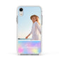 Personalised Unicorn Stars Photo Apple iPhone XR Impact Case White Edge on Silver Phone