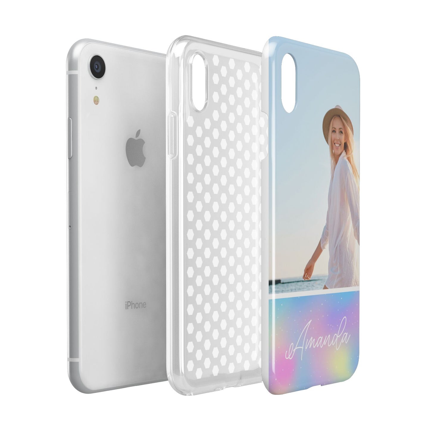 Personalised Unicorn Stars Photo Apple iPhone XR White 3D Tough Case Expanded view