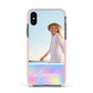 Personalised Unicorn Stars Photo Apple iPhone Xs Impact Case Pink Edge on Black Phone
