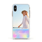 Personalised Unicorn Stars Photo Apple iPhone Xs Impact Case White Edge on Gold Phone