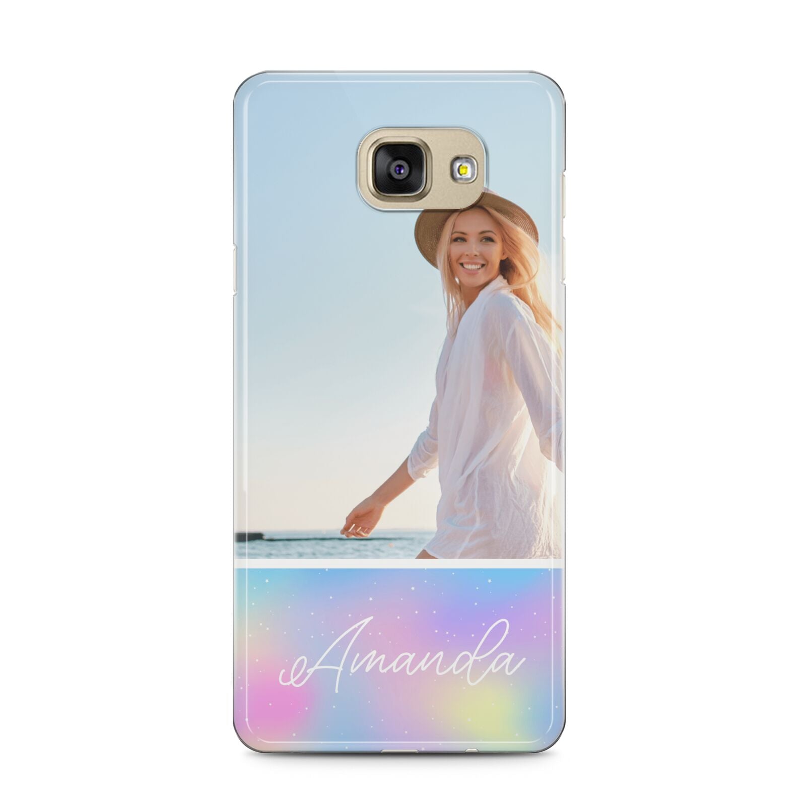 Personalised Unicorn Stars Photo Samsung Galaxy A5 2016 Case on gold phone