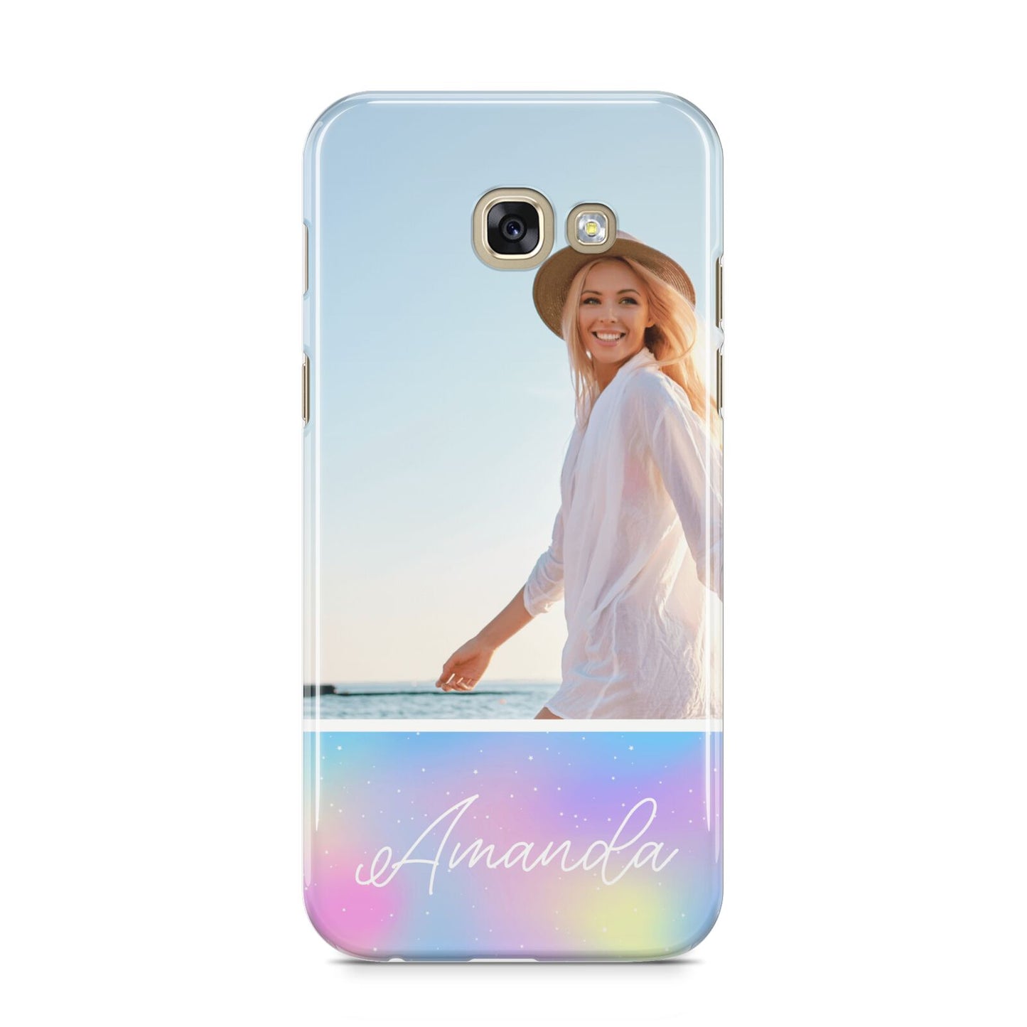 Personalised Unicorn Stars Photo Samsung Galaxy A5 2017 Case on gold phone