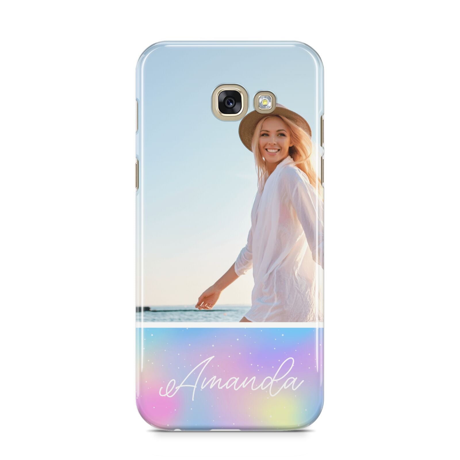 Personalised Unicorn Stars Photo Samsung Galaxy A5 2017 Case on gold phone