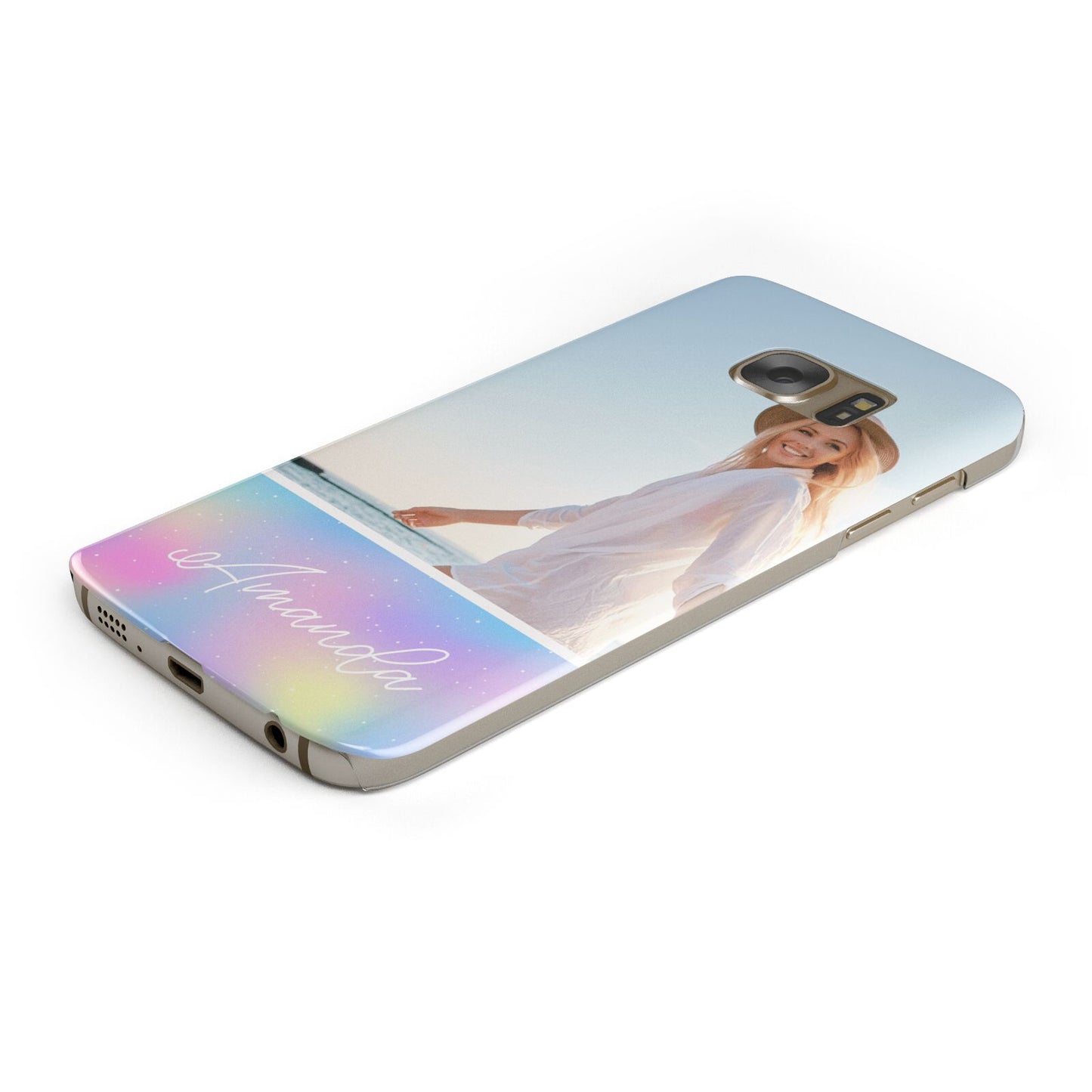 Personalised Unicorn Stars Photo Samsung Galaxy Case Bottom Cutout