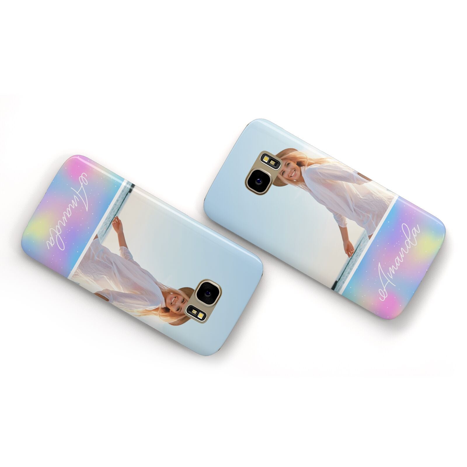 Personalised Unicorn Stars Photo Samsung Galaxy Case Flat Overview