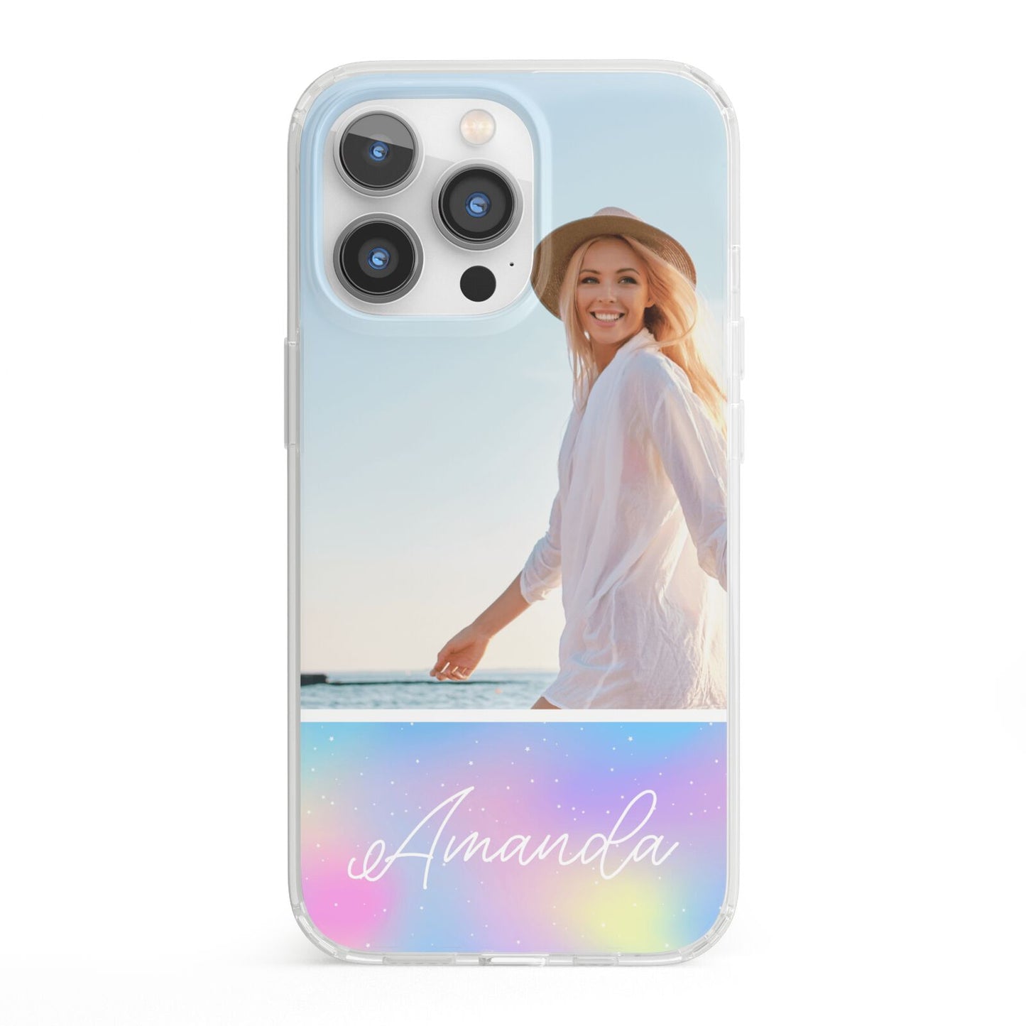 Personalised Unicorn Stars Photo iPhone 13 Pro Clear Bumper Case