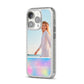 Personalised Unicorn Stars Photo iPhone 14 Pro Glitter Tough Case Silver Angled Image