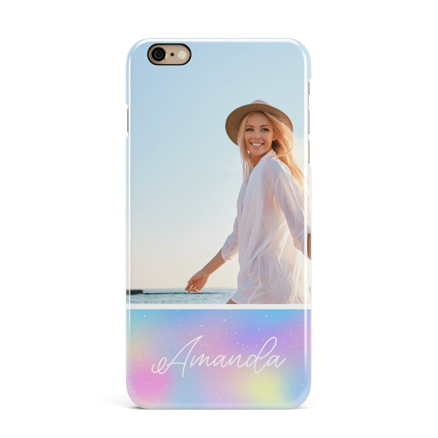 Personalised Unicorn Stars Photo iPhone 6 Plus 3D Snap Case on Gold Phone